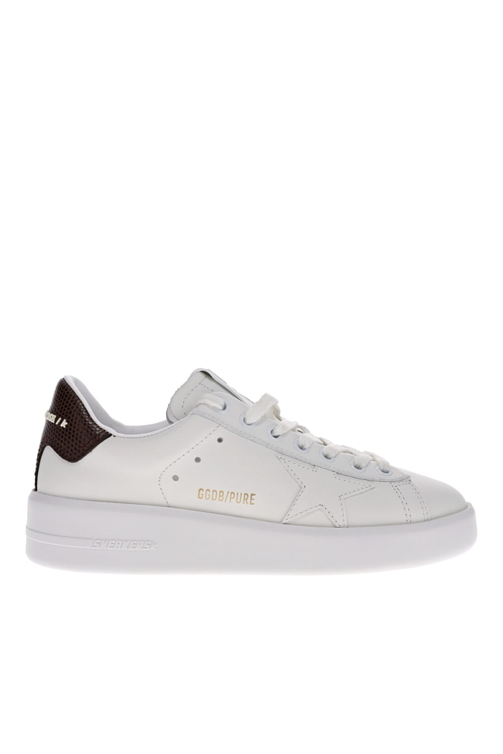 Golden Goose PURE STAR LEATHER UPPER LIZARD PRINTED LEATHER HEEL GWF00197.F005222.11635 WHITE/BURGUNDY