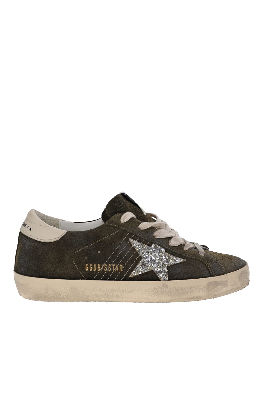 Super Star Olive Suede Glitter Star Sneakers