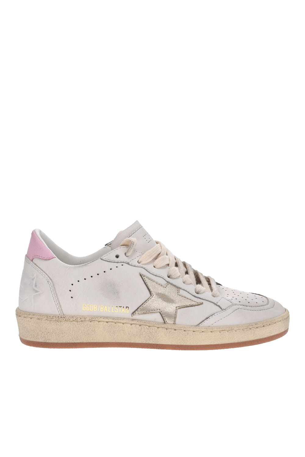 Golden Goose BALL STAR LEATHER UPPER LAMINATED STAR LEATHER HEEL AND SPUR GWF00117.F005409.11719 WHITE/PLATINUM/ORCHID PINK