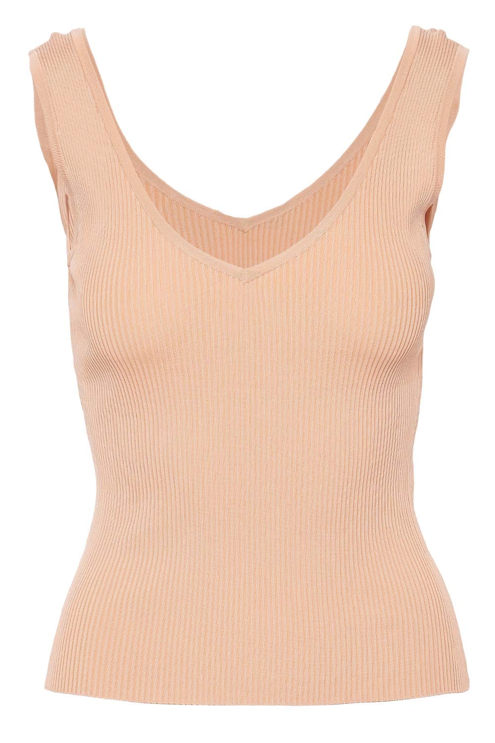 ZIMMERMANN August Biscuit Ribbed V-Neck Tank