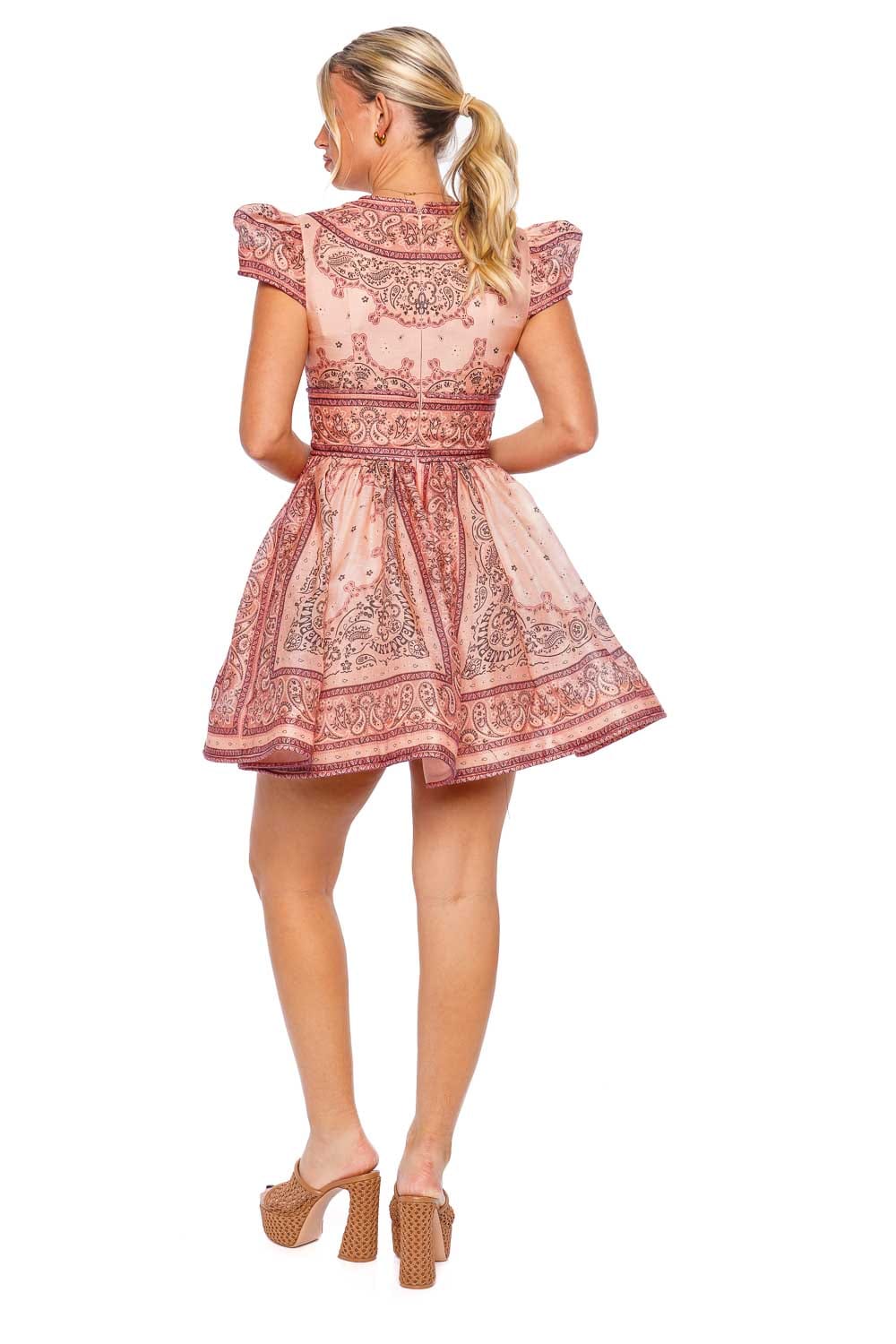 ZIMMERMANN Matchmaker Pink Bandana Structured Mini Dress