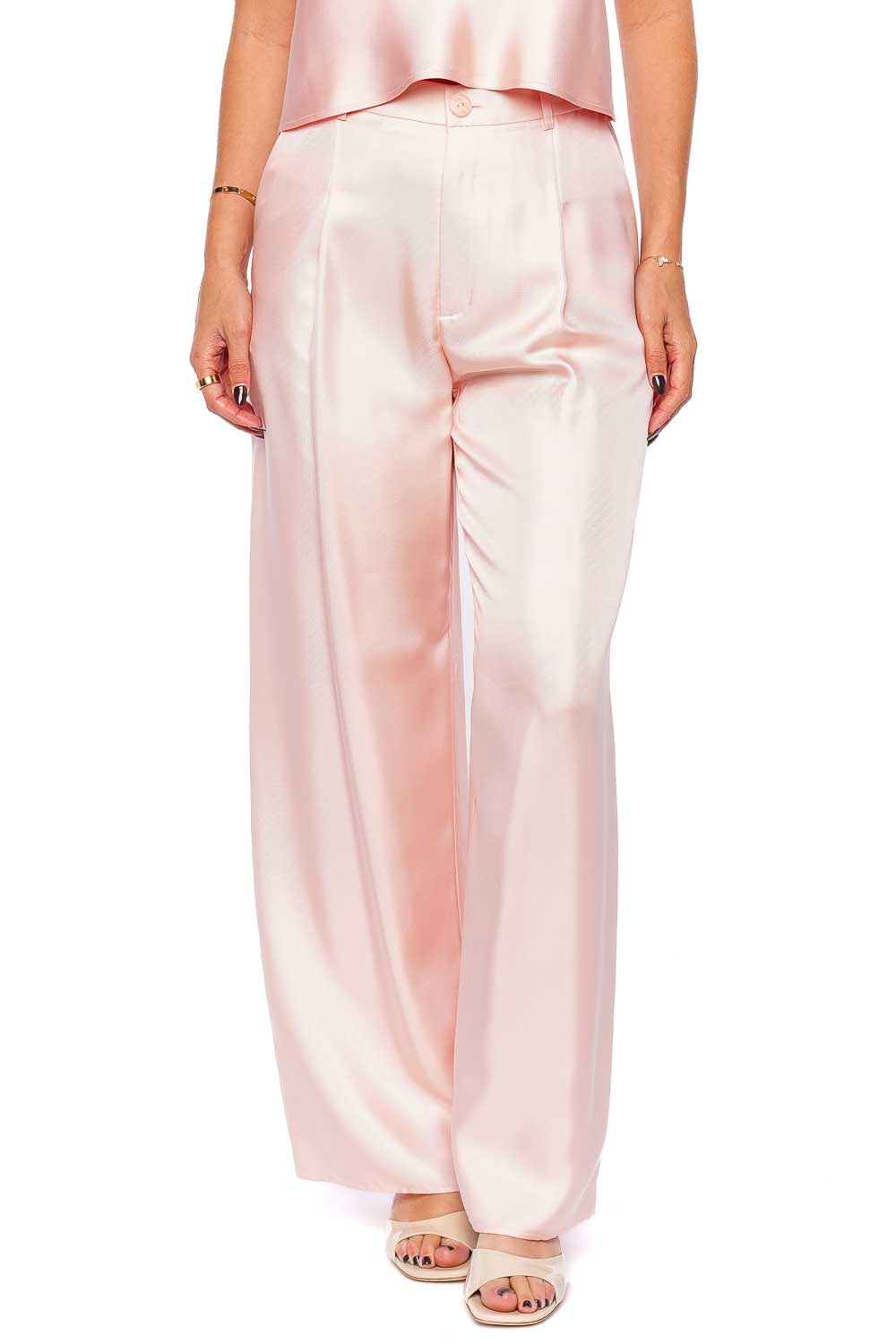 LAPOINTE Light Pink Silky Twill Pleated Pant