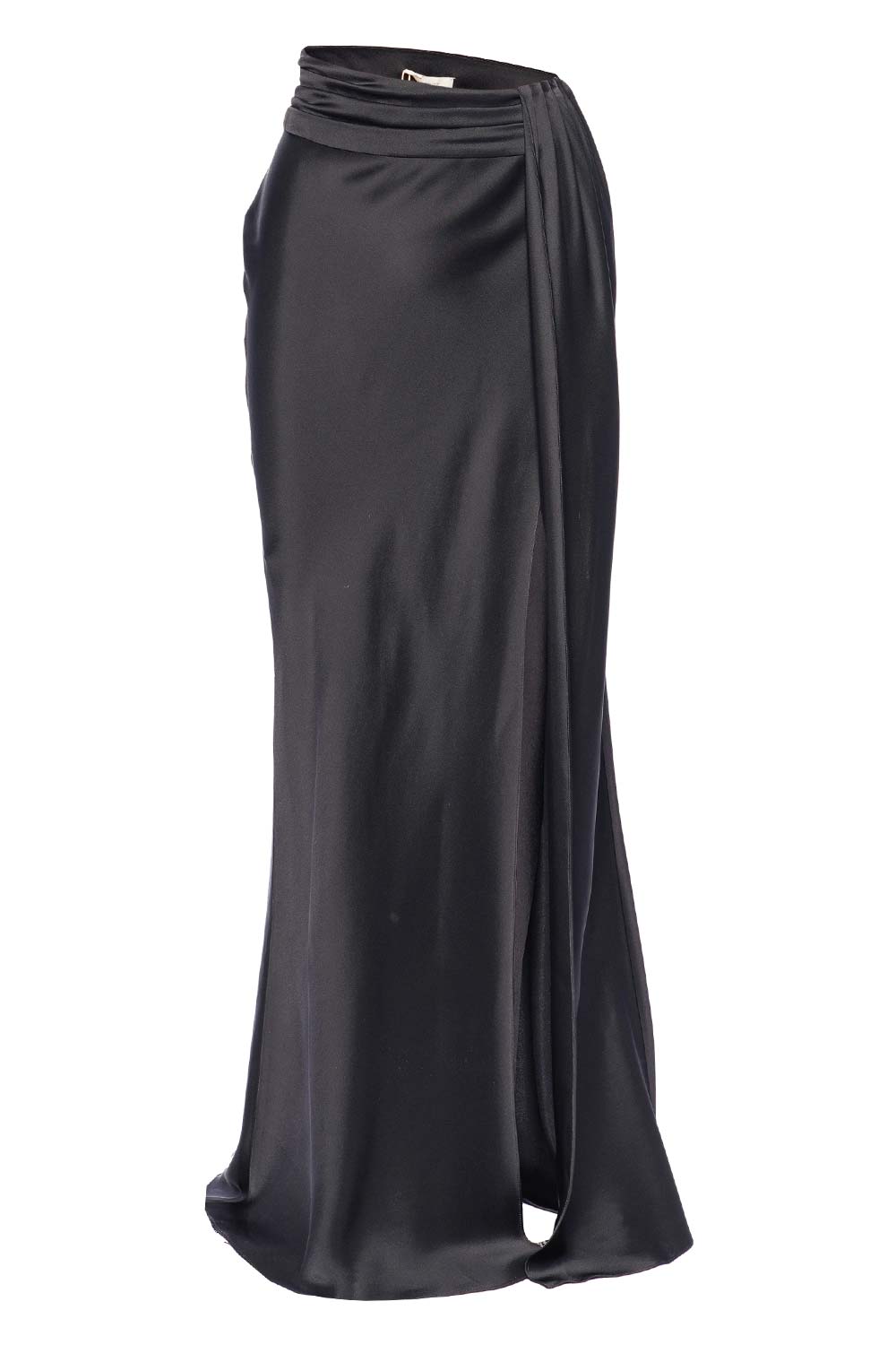 LAPOINTE Black Doubleface Satin Asymmetric Maxi Skirt