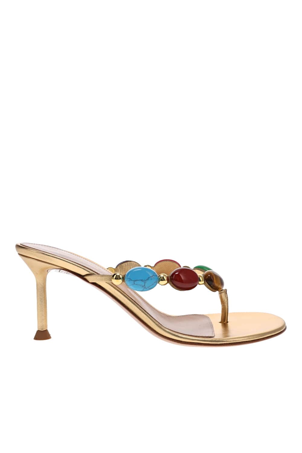 Gianvito Rossi Shanti Jewel Stone Gold Leather Mule