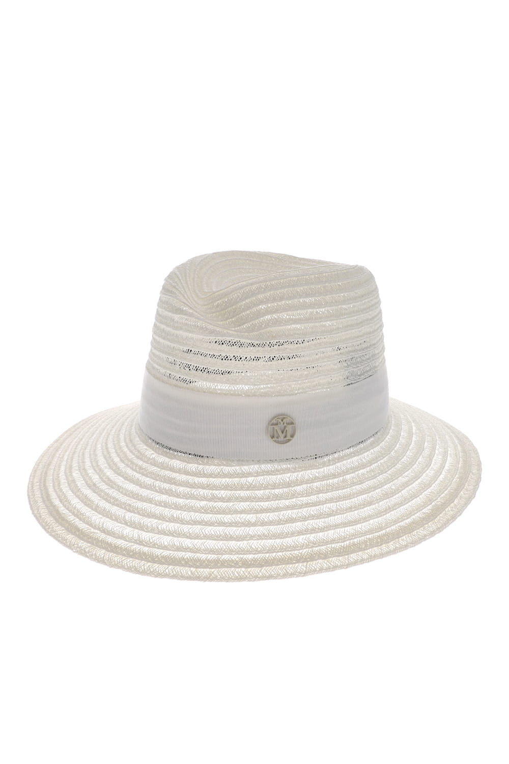 MAISON MICHEL Virginie White Straw Fedora Hat