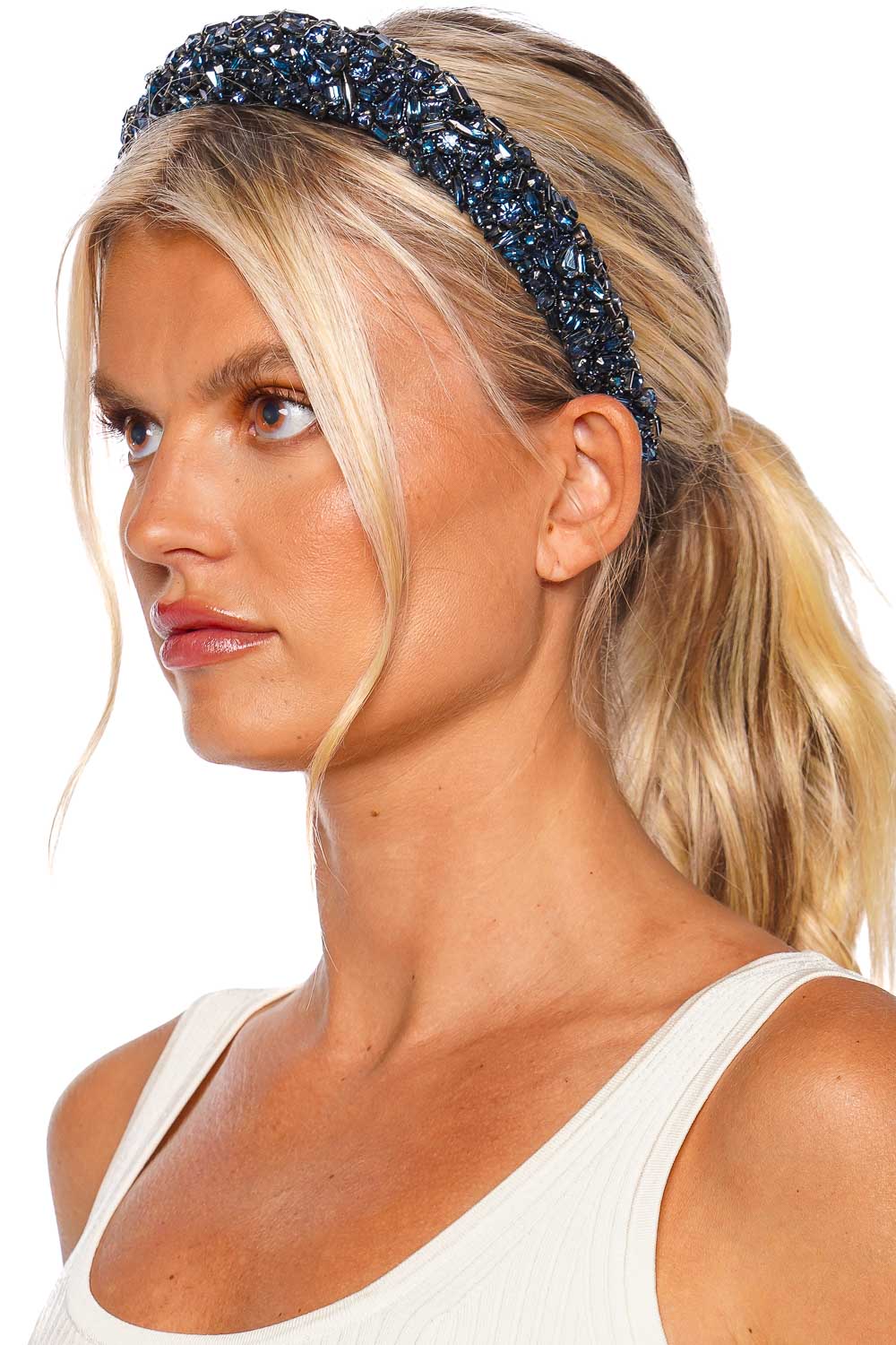 Jennifer Behr Czarina Sapphire Crystal Embellished Headband