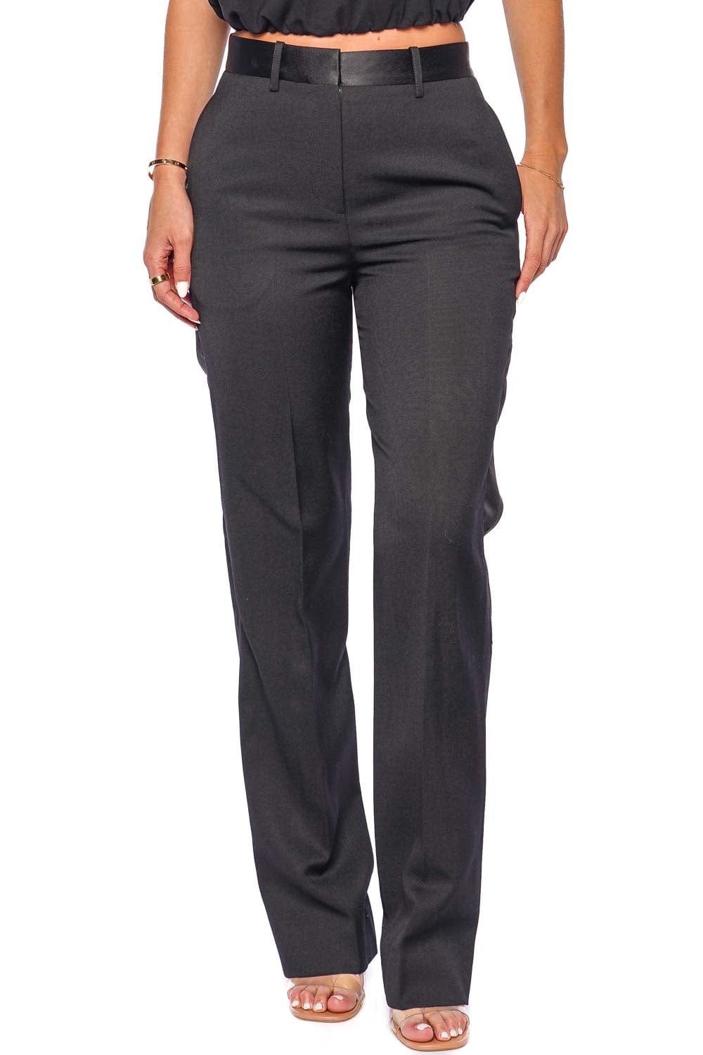 Victoria Beckham Black Pleated Tapered Trouser