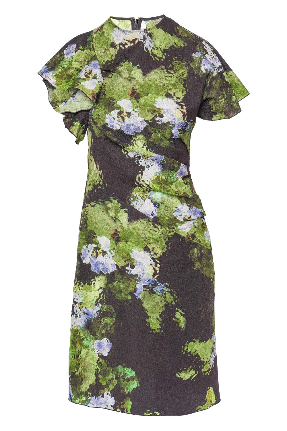 Victoria Beckham Twist Shoulder Floral Mini Dress