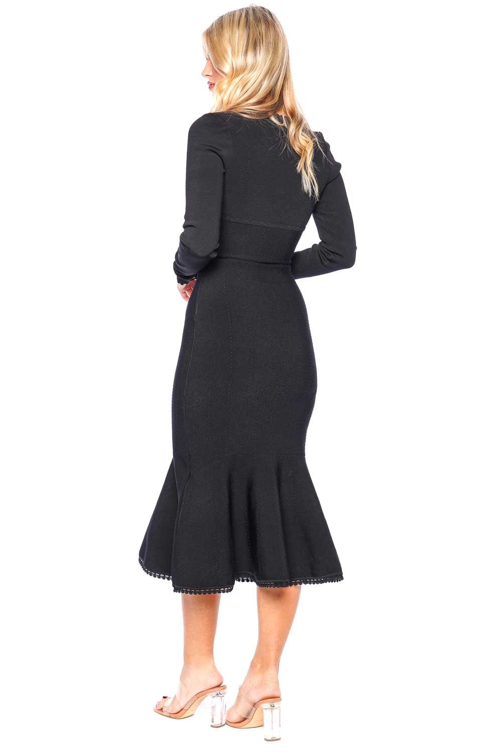 Victoria Beckham Long Sleeve V Neck Dress 1423KDR004902A BLACK