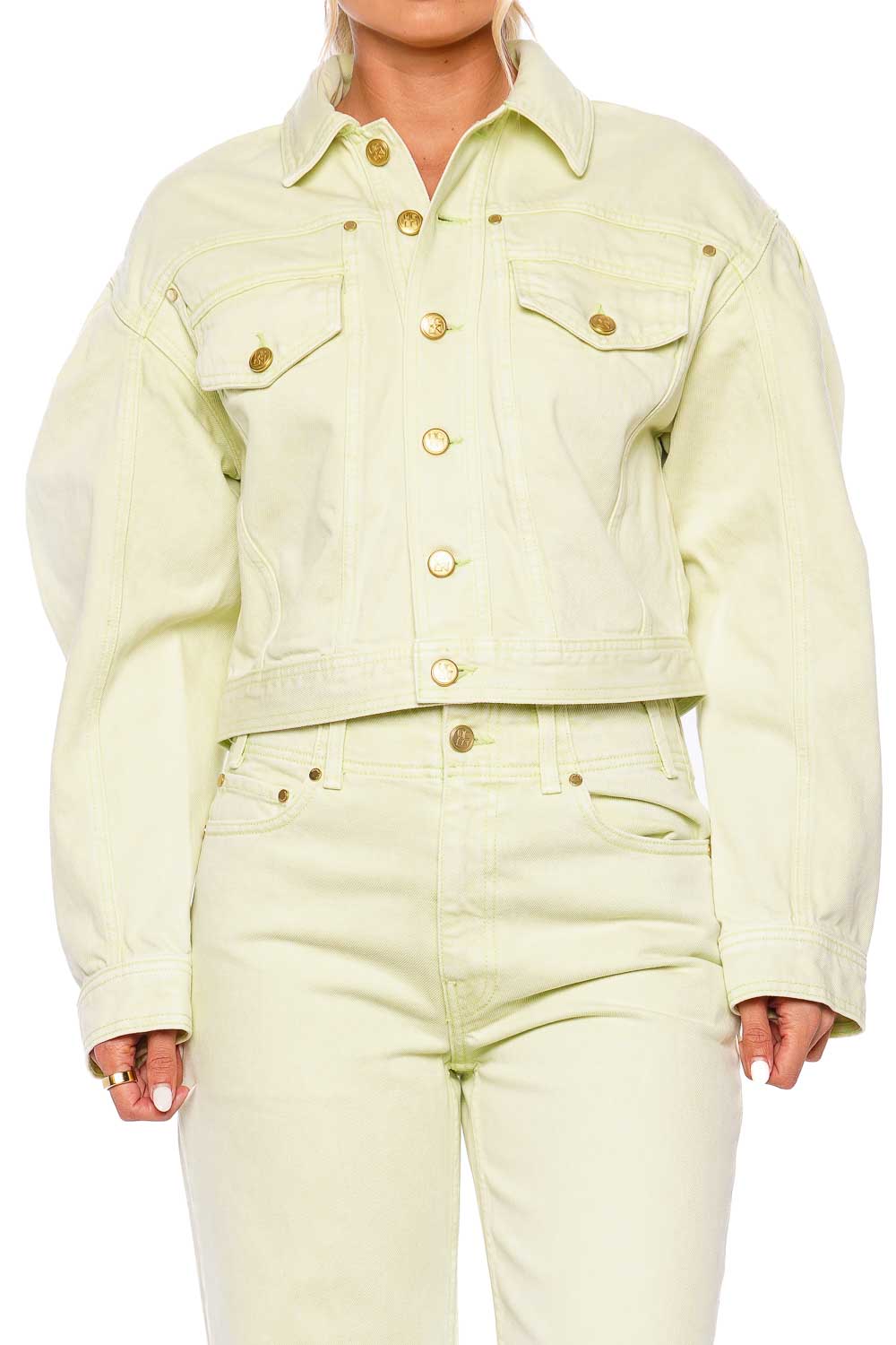 The Cosette Pistachio Denim Jacket