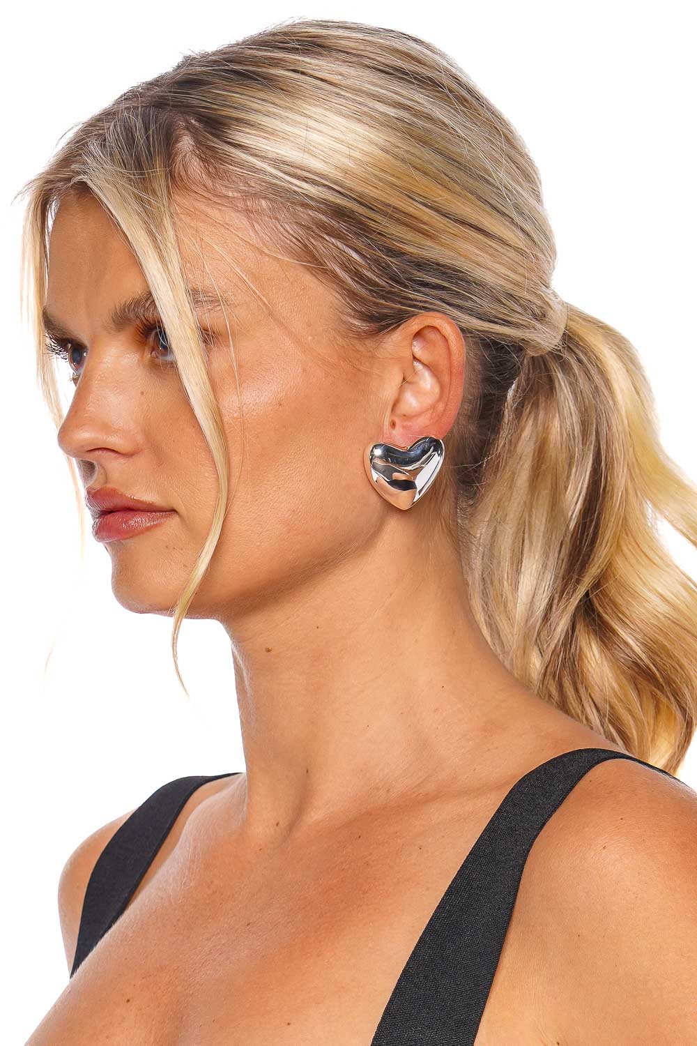 Annika Inez Large Voloptuous Heart Earrings E940-LRG STERLING SILVER