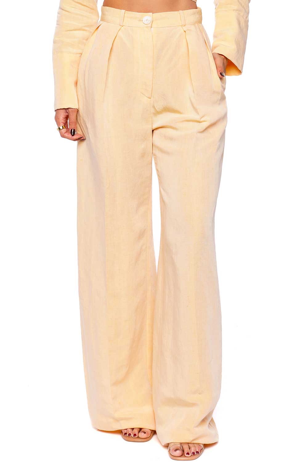 Matthew Bruch Mango Linen Button Pleated Trouser
