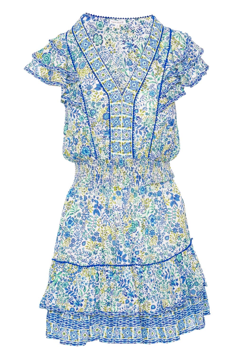 Poupette St Barth Camila White Blue Nature Mini Dress