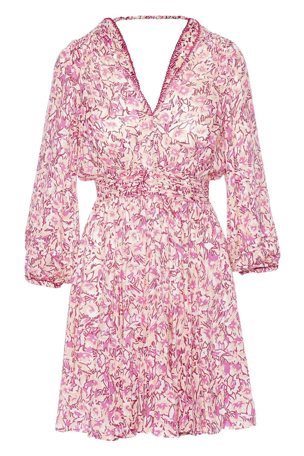 Poupette St Barth Anabelle Pink Graffiti Long Sleeve Mini Dress