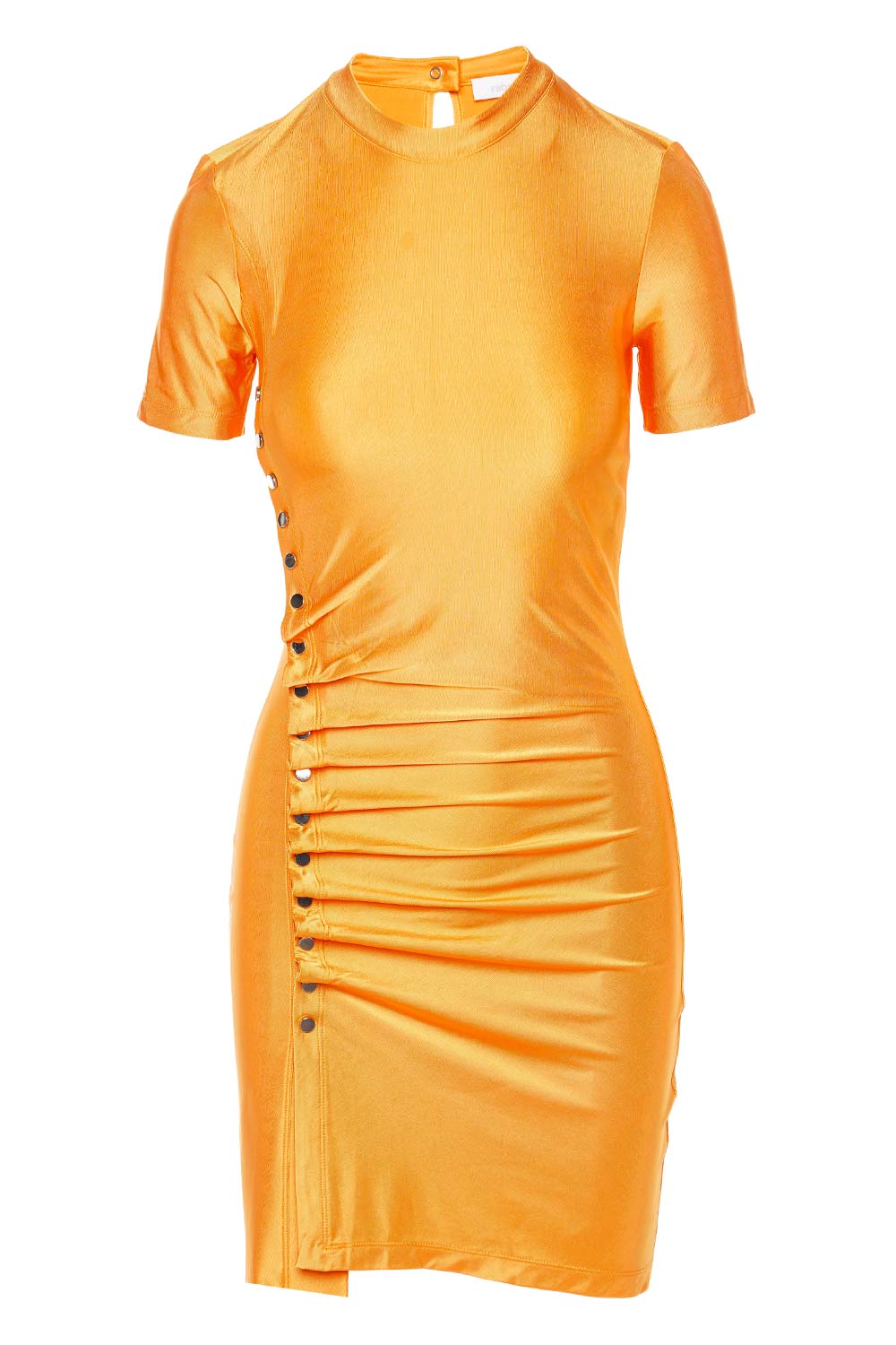 Paco Rabanne Orange Buttoned Jersey Mini Dress
