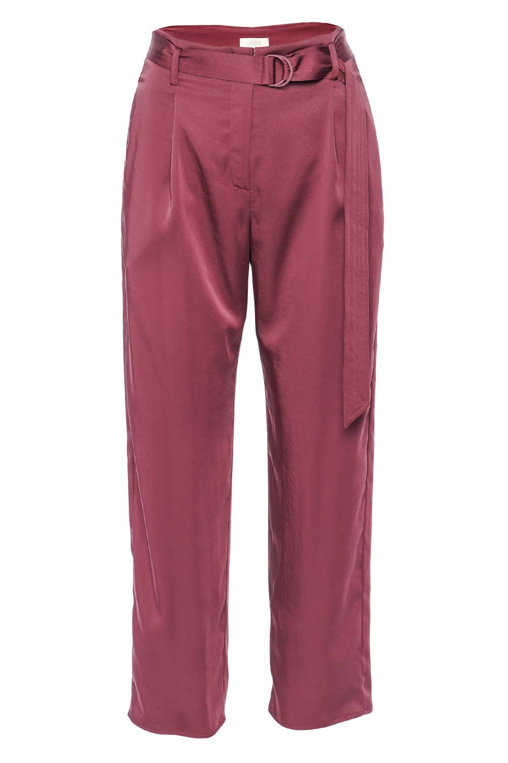 LAPOINTE Merlot Satin Belted Cropped Pant