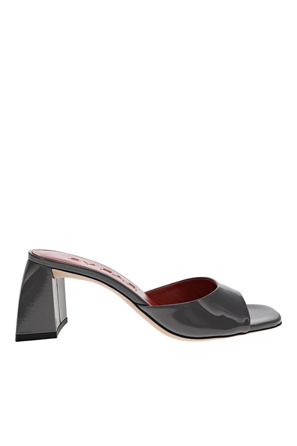 BY FAR Romy Cement Patent Leather Mules