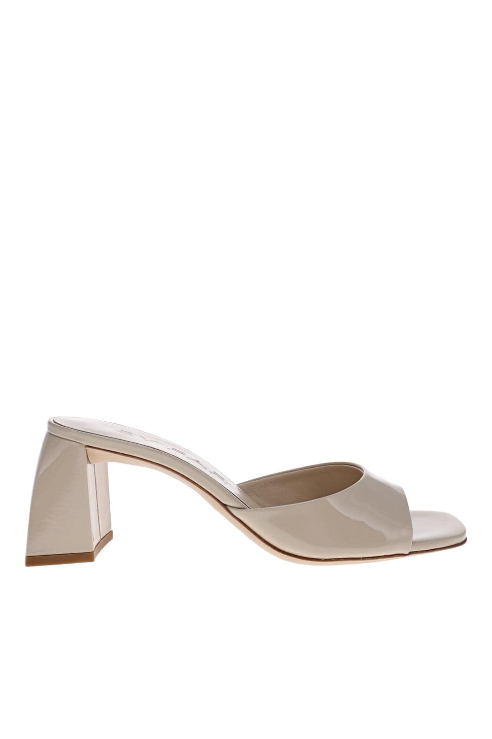 BY FAR Romy Oatmilk Patent Leather Mules
