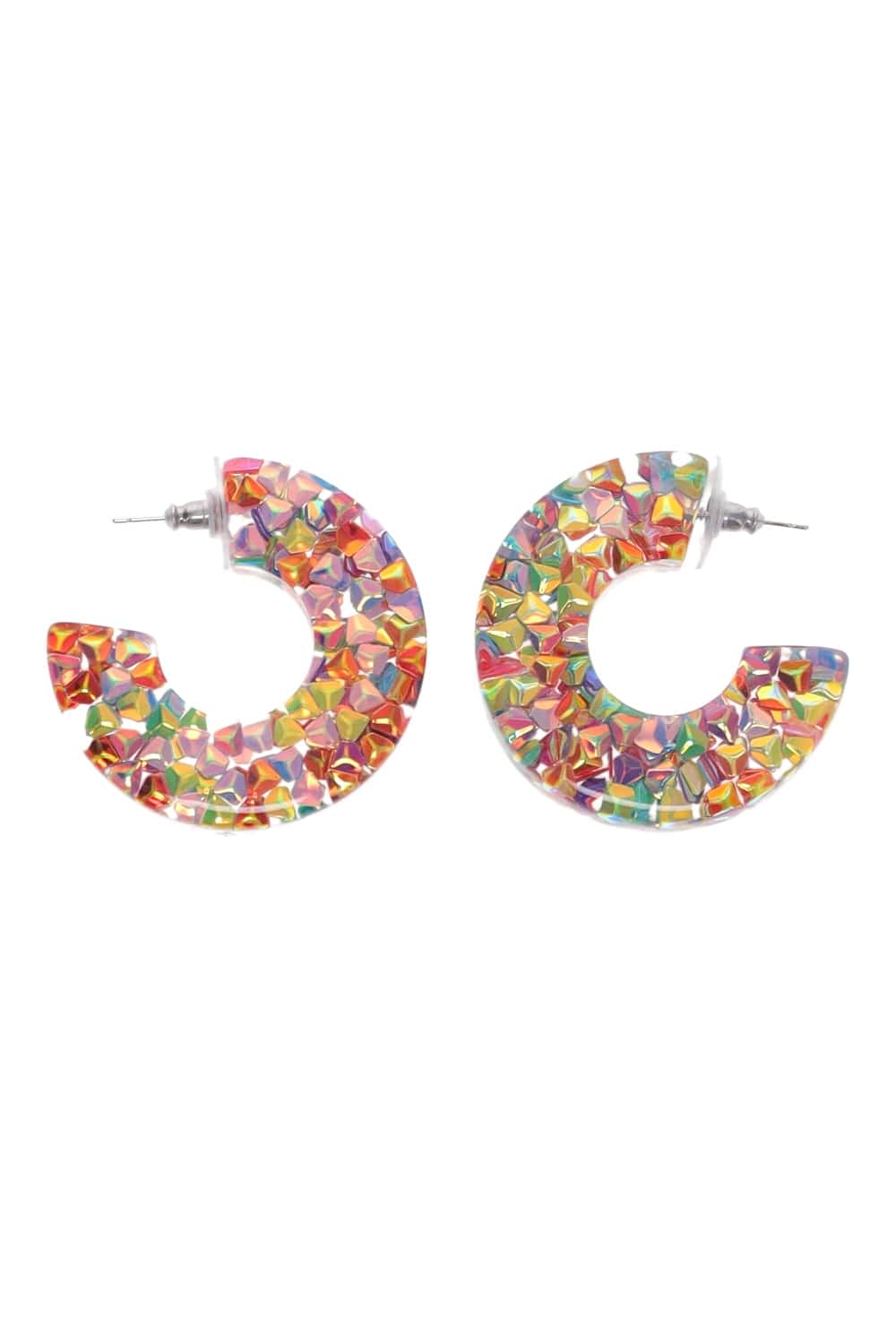 Crystal Haze Jewelry Confetti Multicolored Hoop Earrings