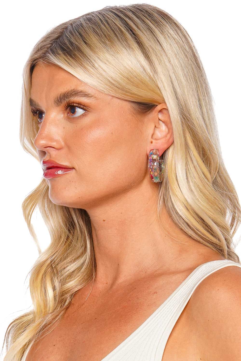 Crystal Haze Jewelry Confetti Multicolored Hoop Earrings