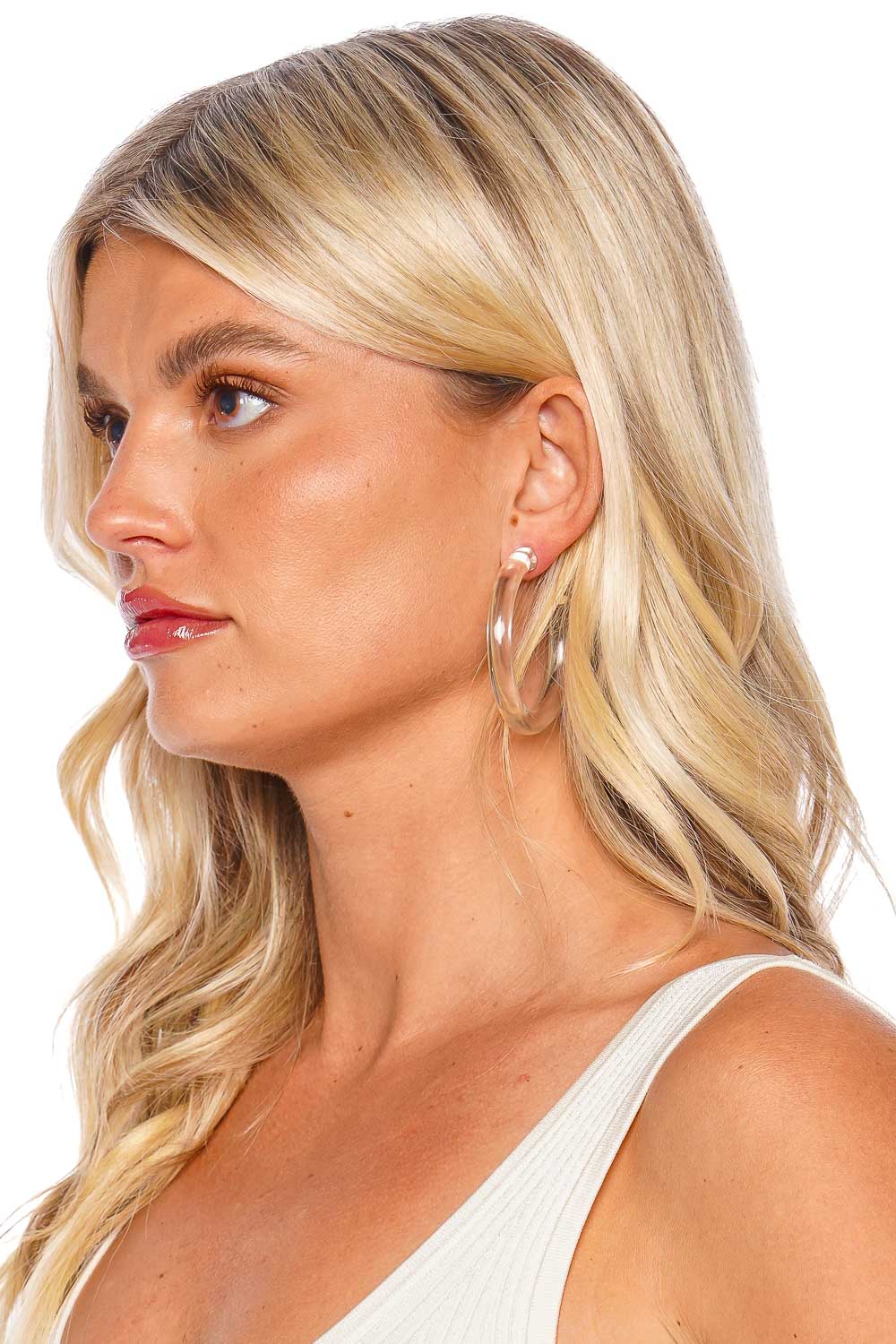 Crystal Haze Jewelry Clear Translucent Hoop Earrings