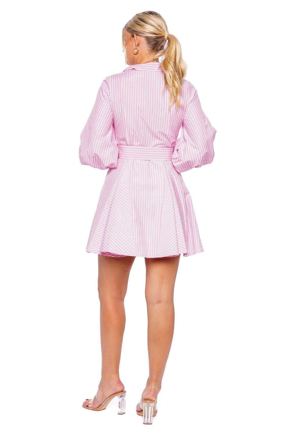 No Pise La Grama Amorio Mini Dress AMORIO Pink Stripes