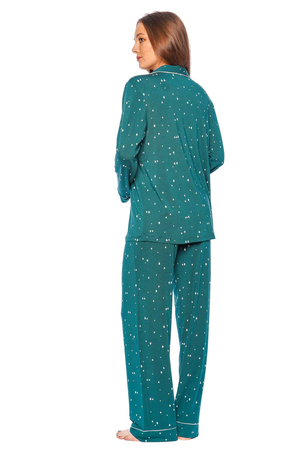 Eberjey THE LONG PJ SET GISELE PRINT PJ1141 FOREST-EVERGREEN/BONE