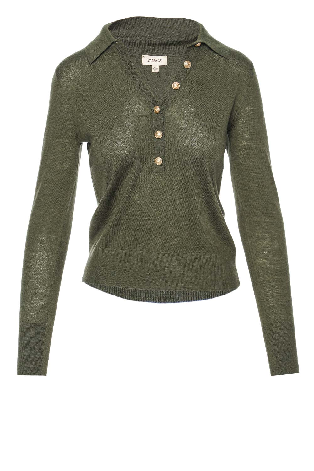 L'AGENCE Sterling Army Collared Sweater