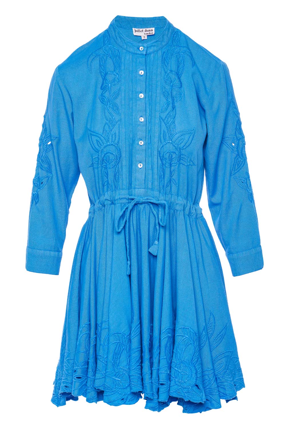 JULIET DUNN Klein Blue Embroidered Mini Beach Dress