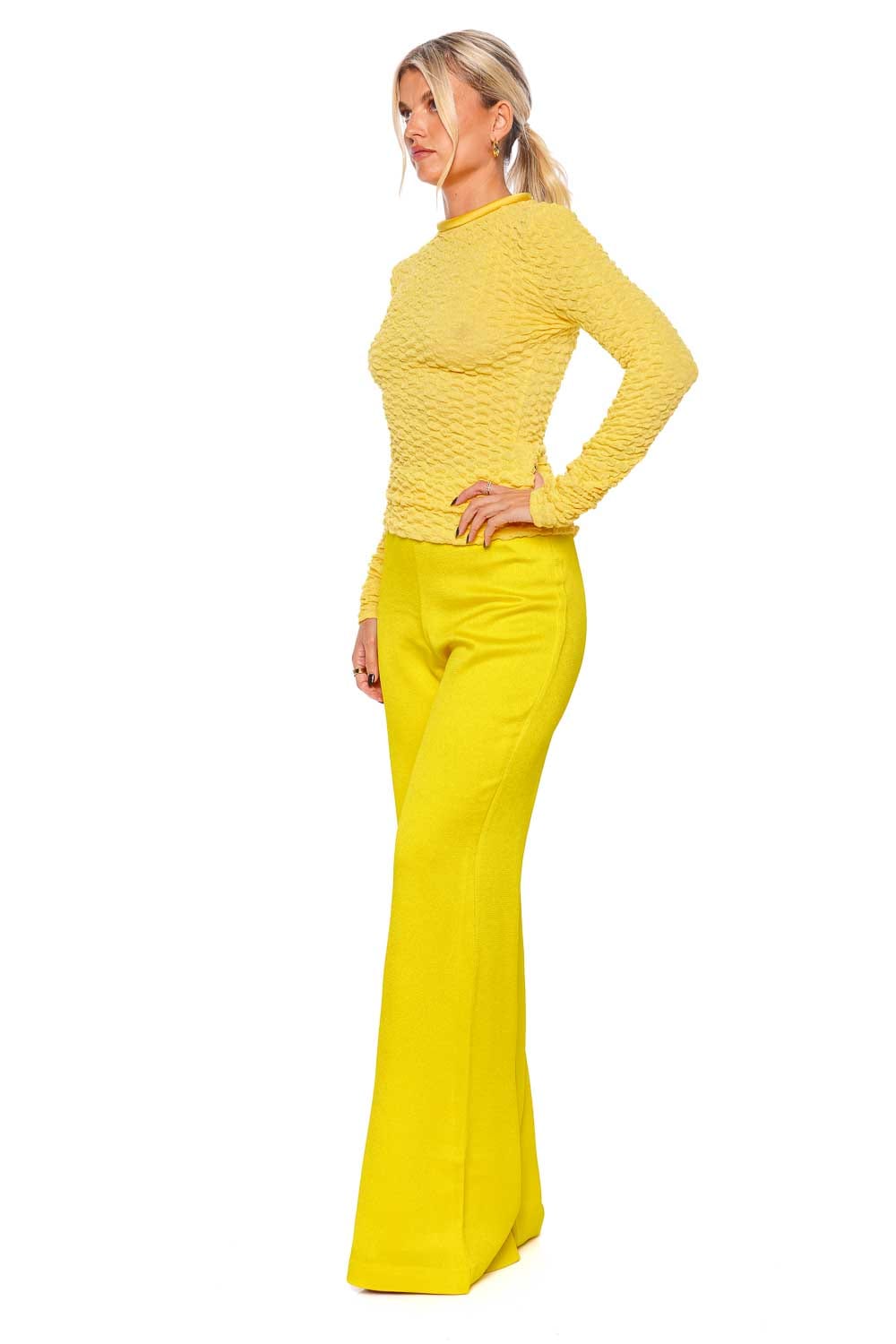 Silvia Tcherassi Palermo Yellow Wide Leg Satin Pants
