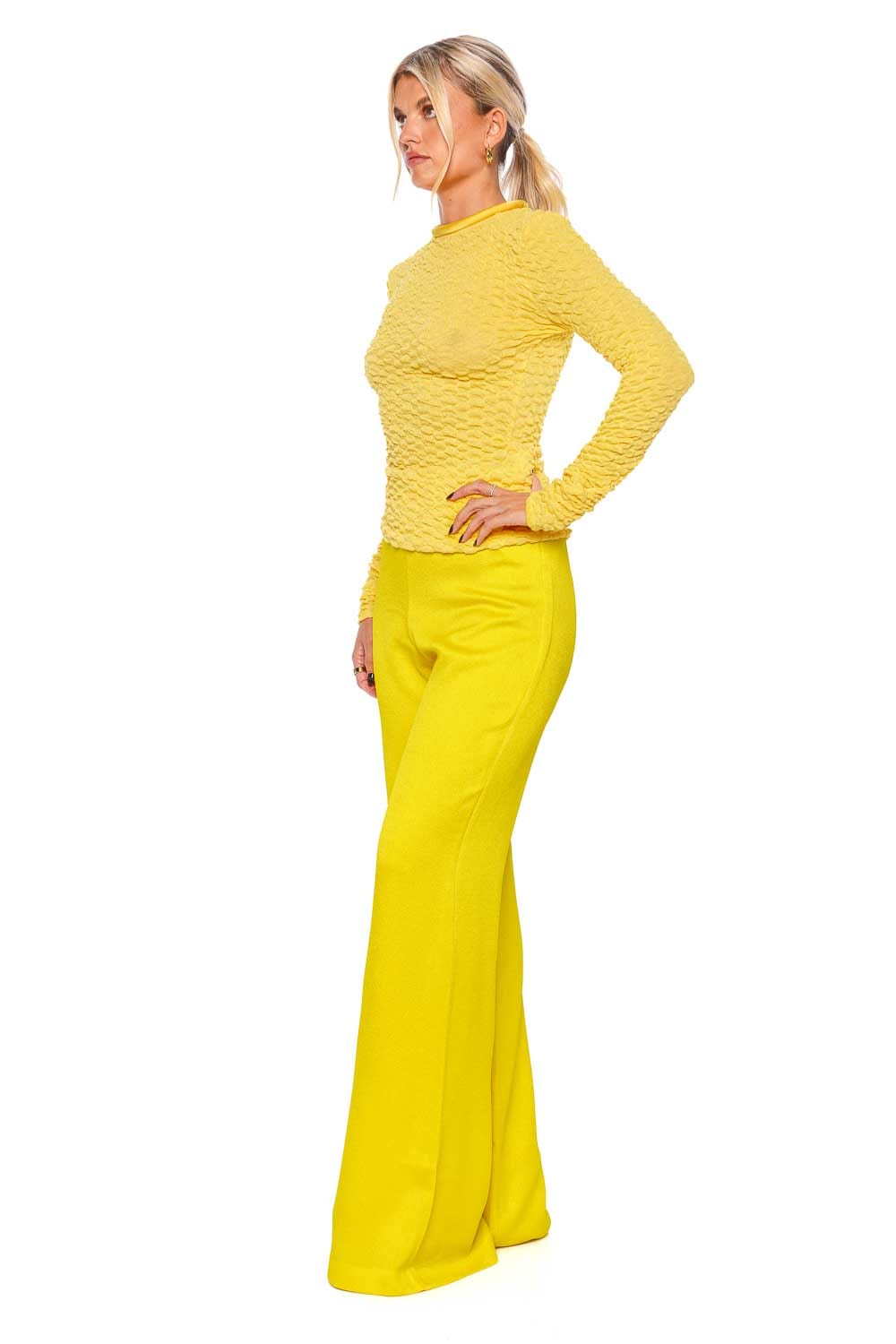 Silvia Tcherassi Jari Yellow Textured Long Sleeve Top