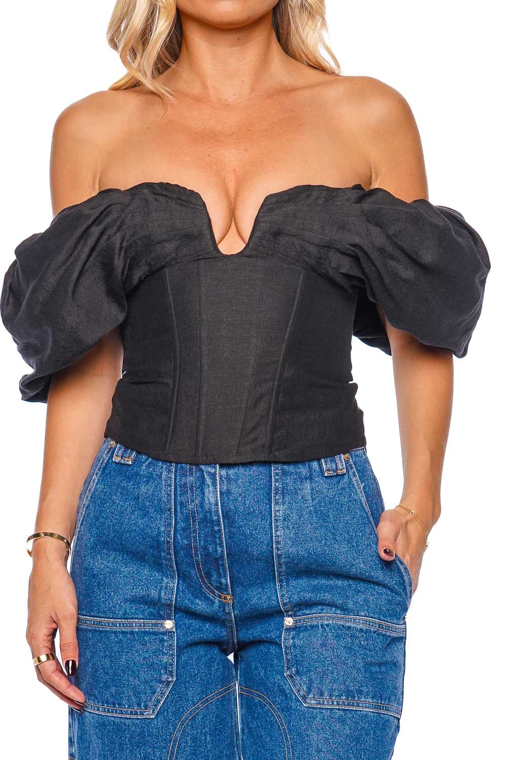  GRBOZC Women Off Shoulder Corset Long Sleeve Boned Bustier Crop  Top Asymmetrical Hem Slim Fit Corset Sexy Solid Shapewear: Clothing, Shoes  & Jewelry