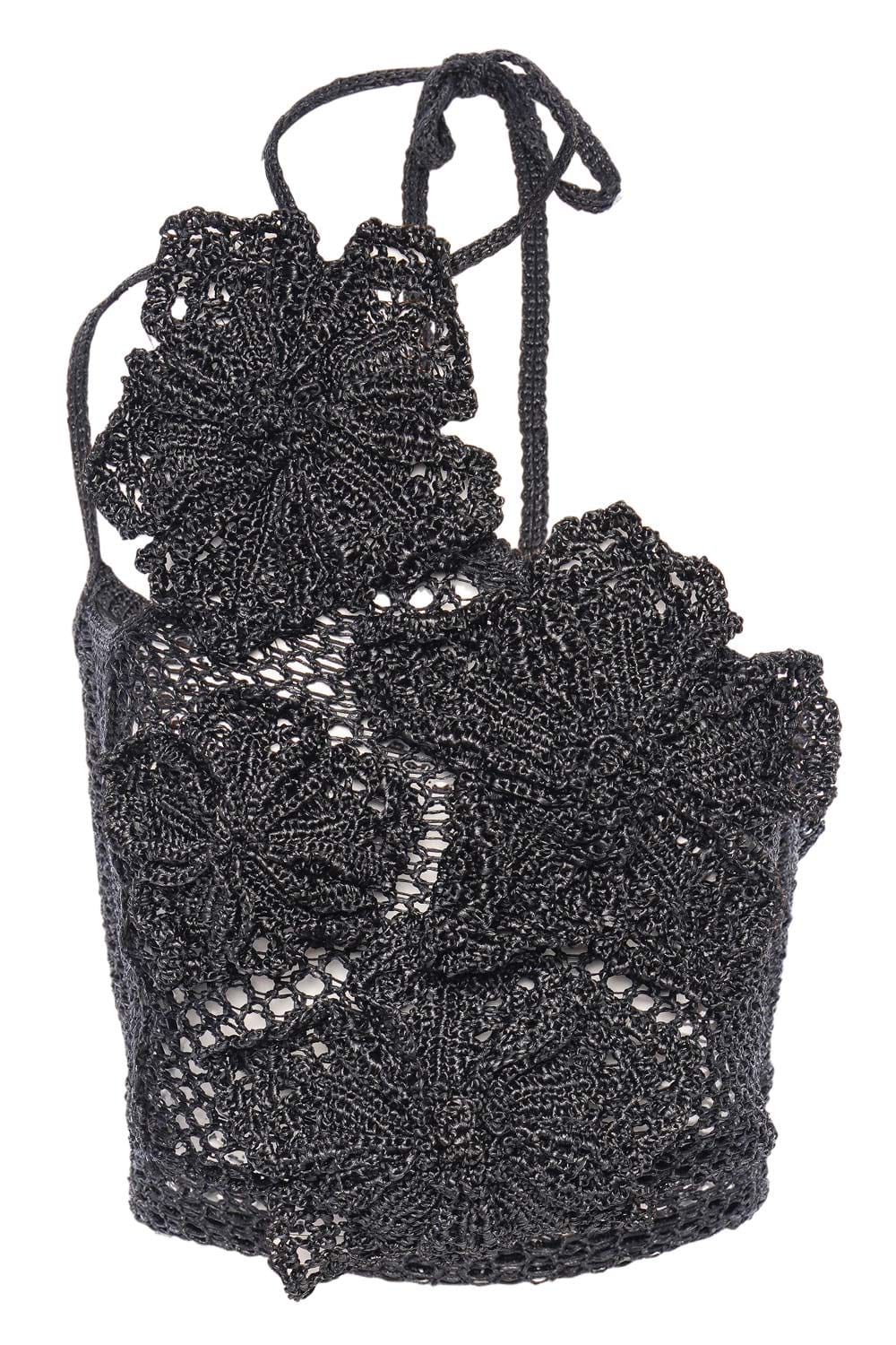 Cult Gaia Nazanin Black Crochet Halter Top