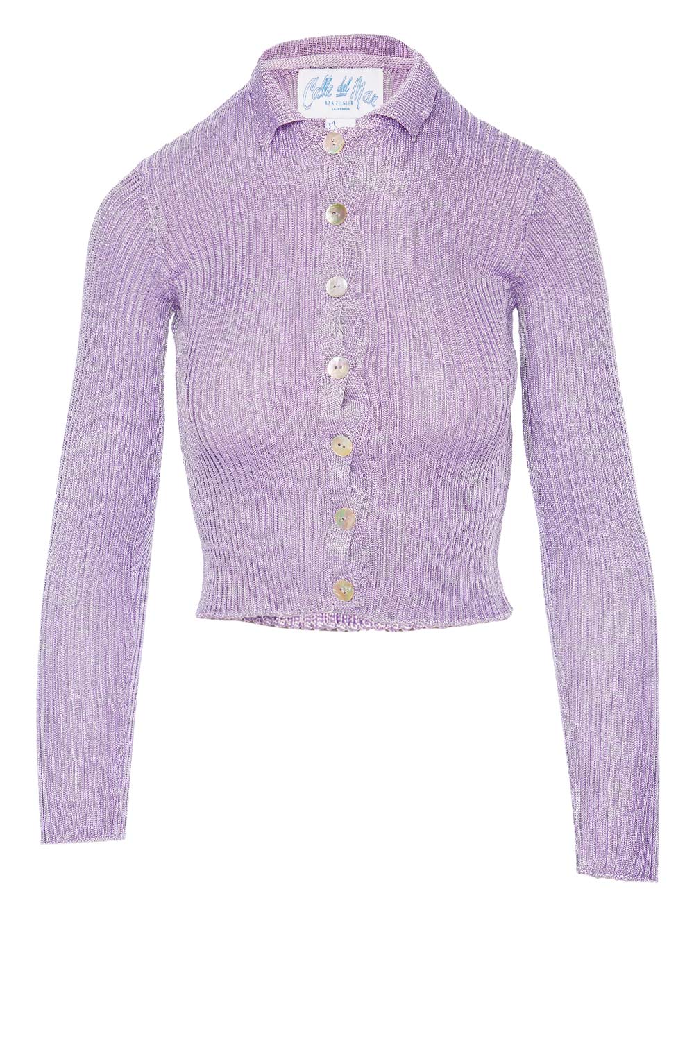 Calle Del Mar Lilac Ribbed Long Sleeve Cardigan