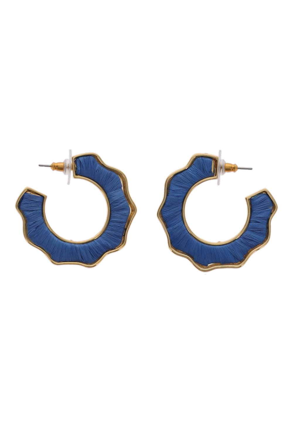Mignonne Gavigan Darby Light Blue Raffia Hoop Earrings