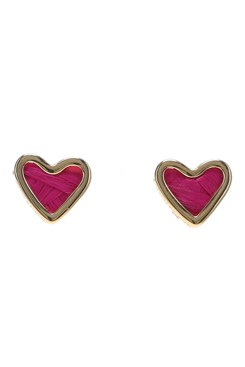 Mignonne Gavigan Hot Pink Petite Heart Raffia Stud Earrings