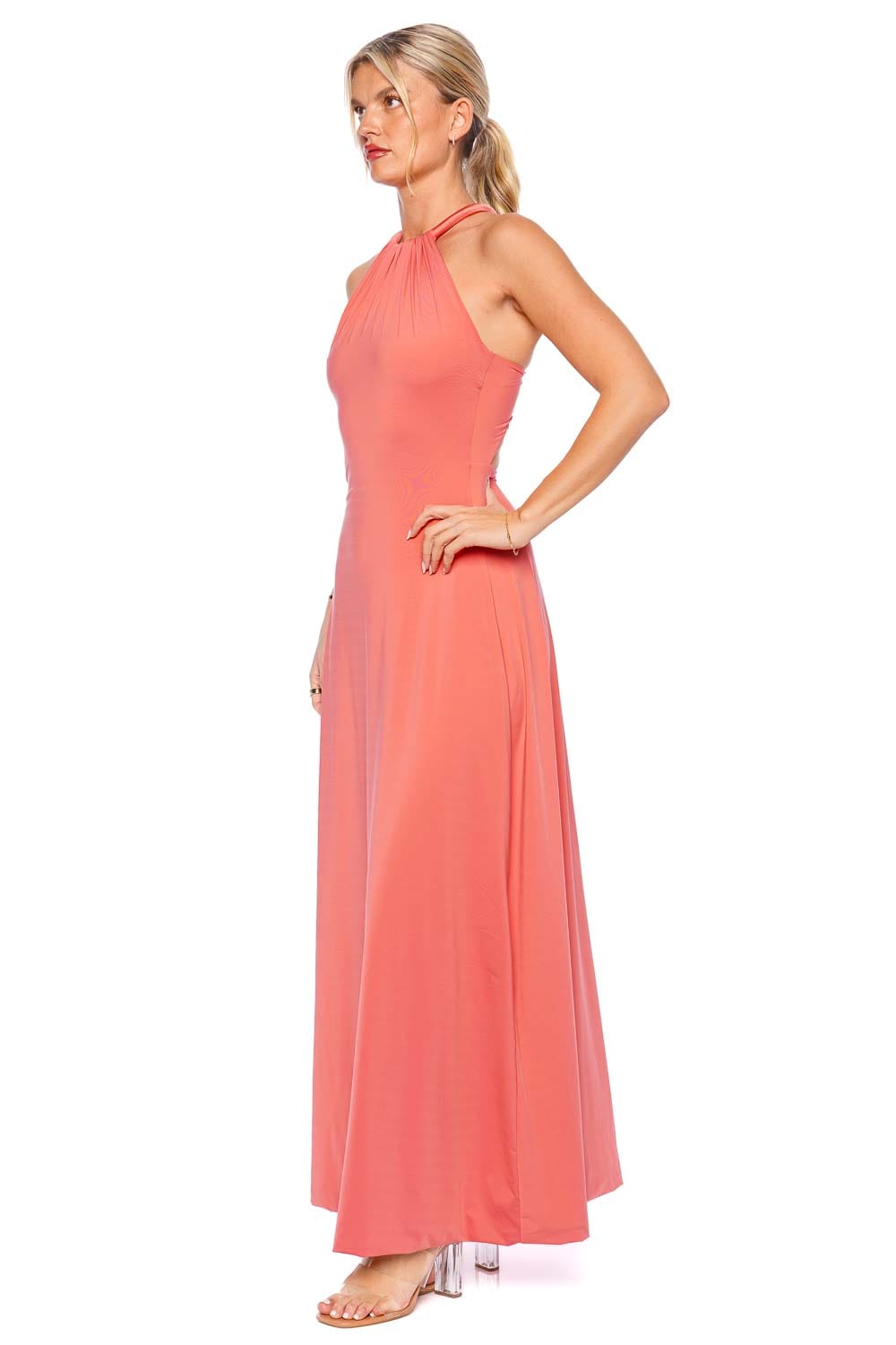 Maygel Coronel Atlaua Tropical Pink Knotted Maxi Dress