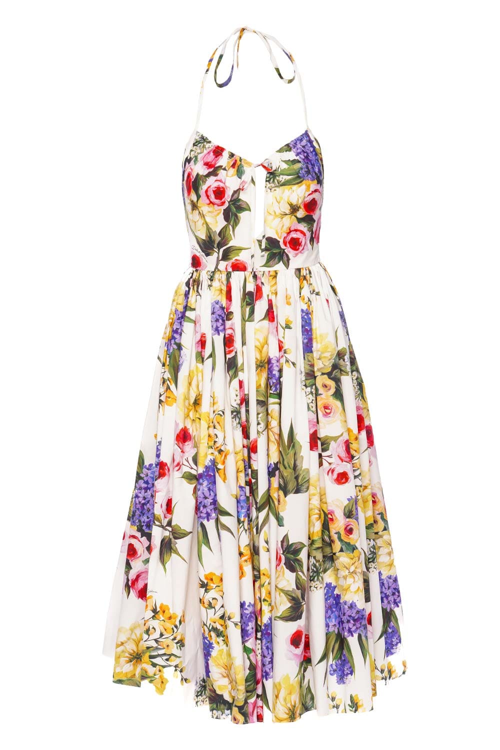 Dolce & Gabbana Flower Power Halter Cotton Midi Dress