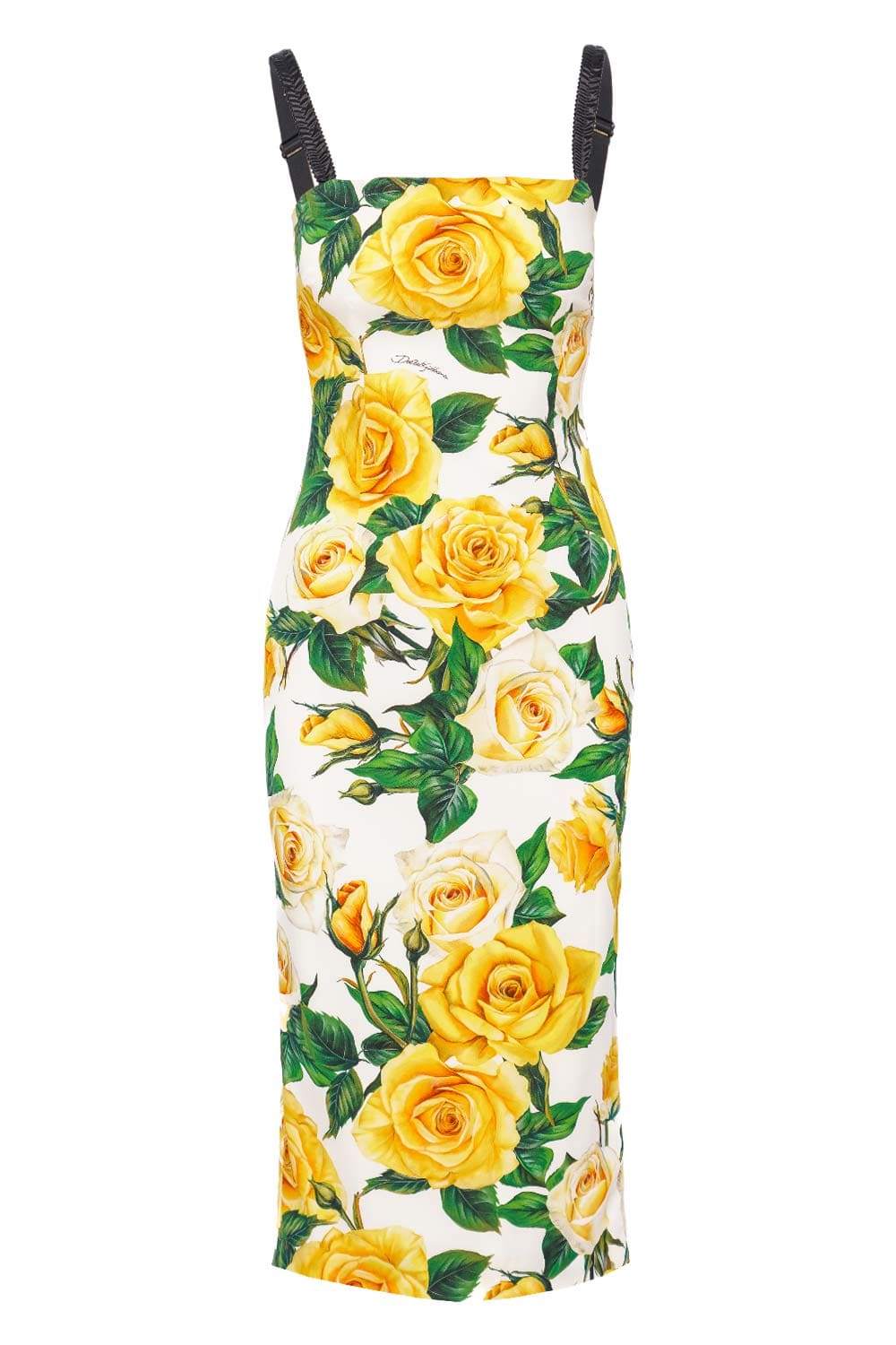 Dolce & Gabbana Flowering Ruched Silk Charmeuse Midi Dress