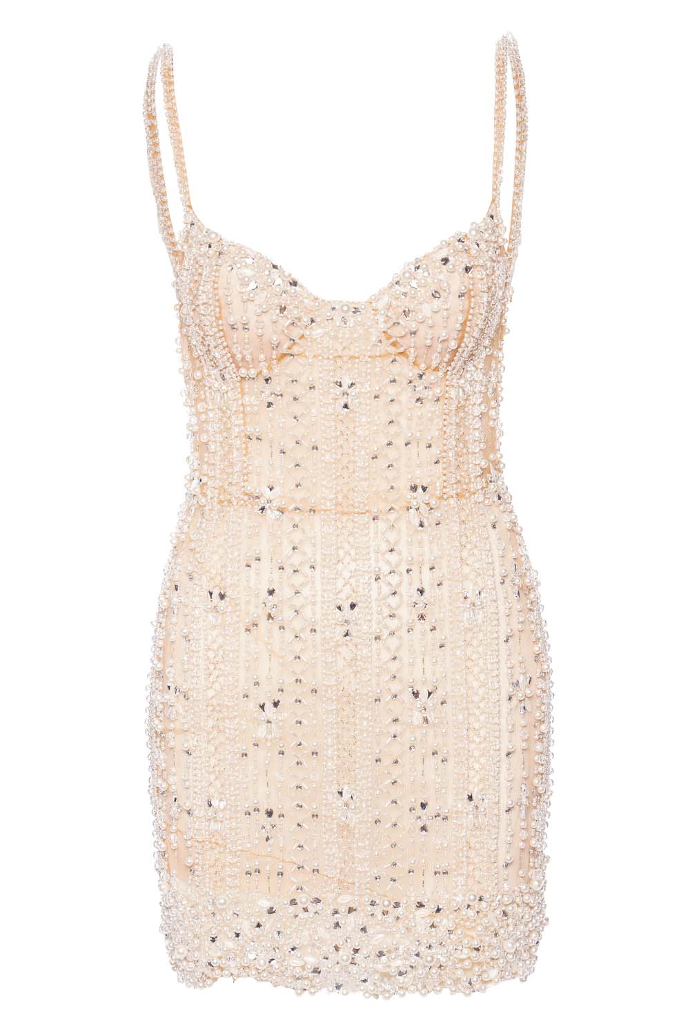 PatBO Ivory Pearl Beaded Cocktail Dress