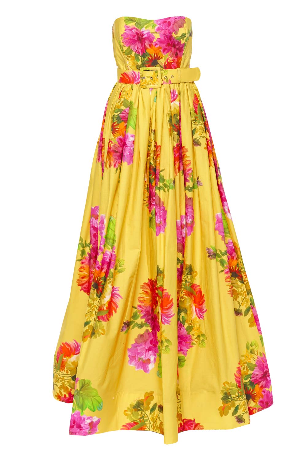 Cara Cara Greenfield Strapless Belted Floral Maxi Dress