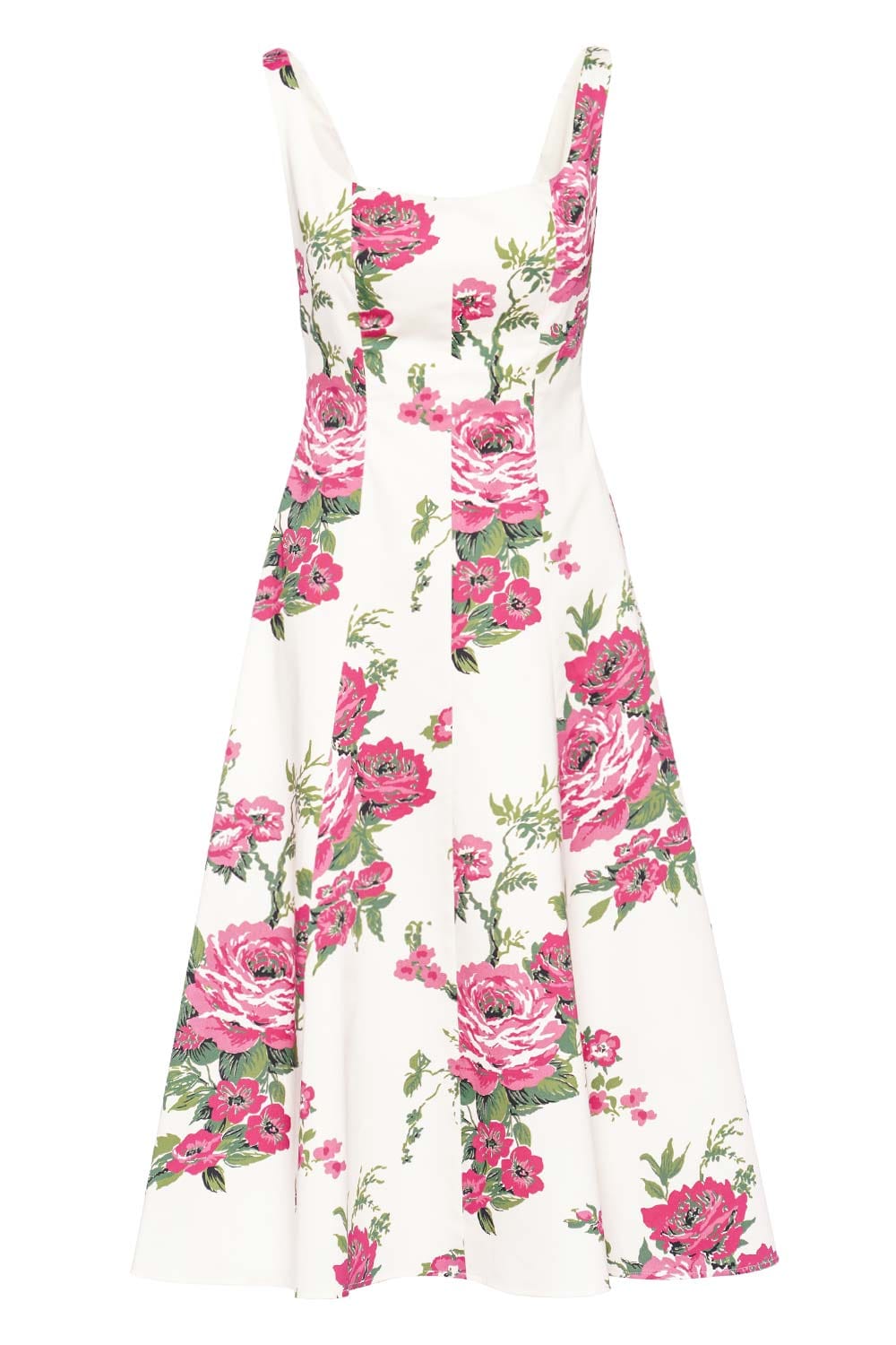 Carolina Herrera Floral Cotton Sleeveless Midi Dress
