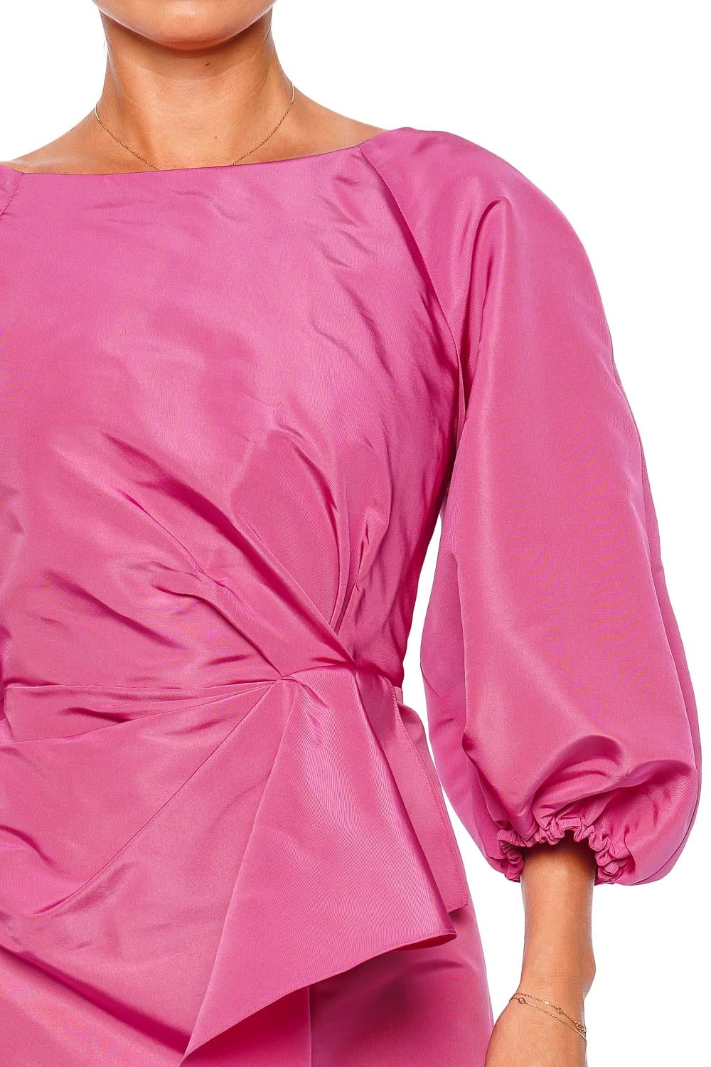 Carolina Herrera Puff Sleeve Silk Midi Sarong Dress