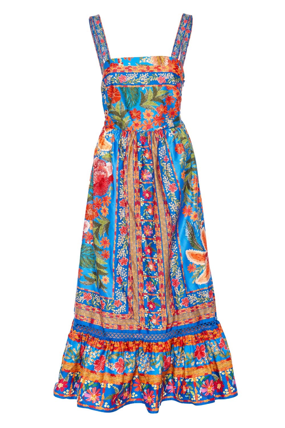 FARM Rio Stitched Garden Blue Midi Dress