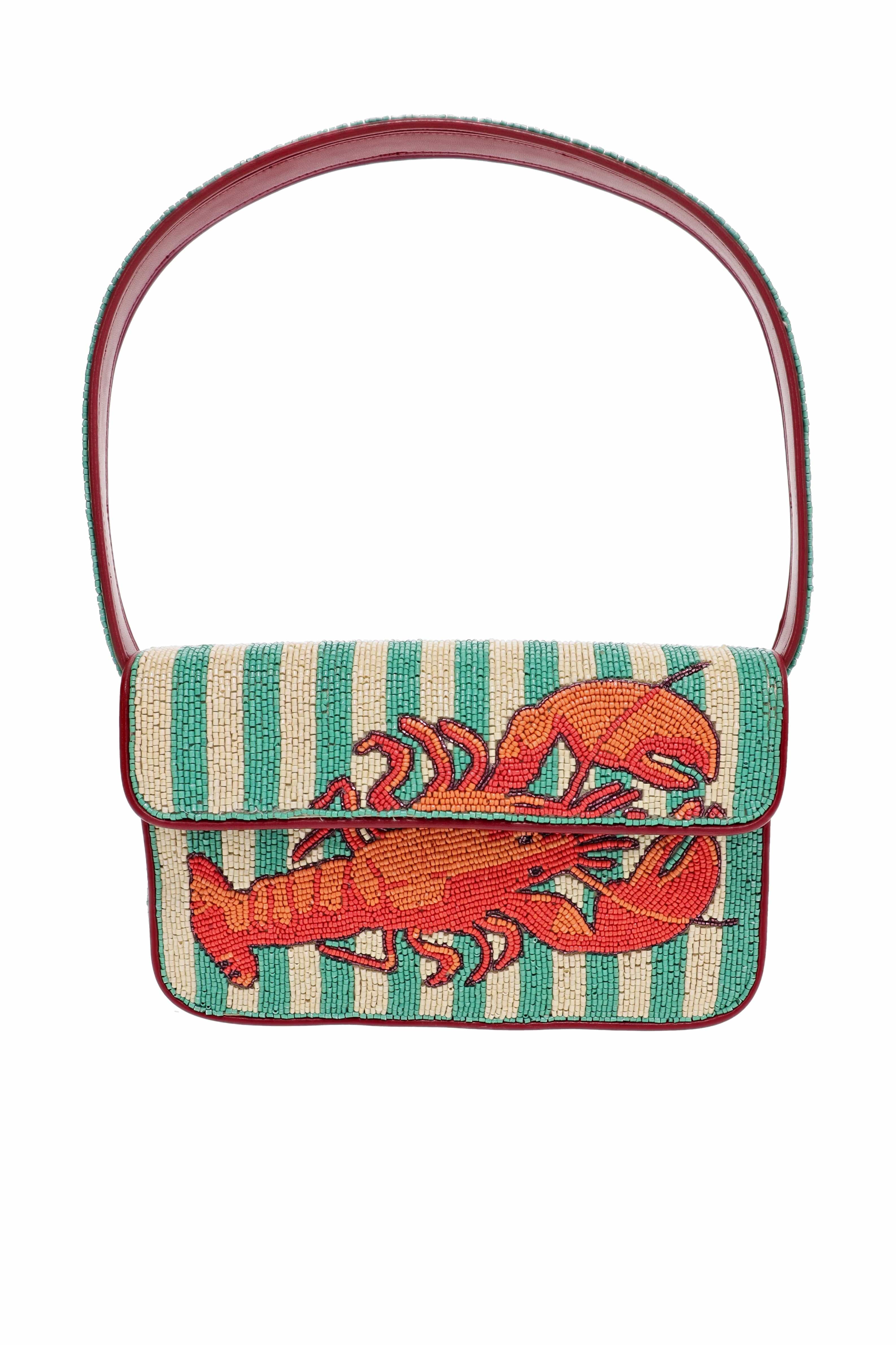 Staud Tommy Summer Lobster Beaded Shoulder Bag