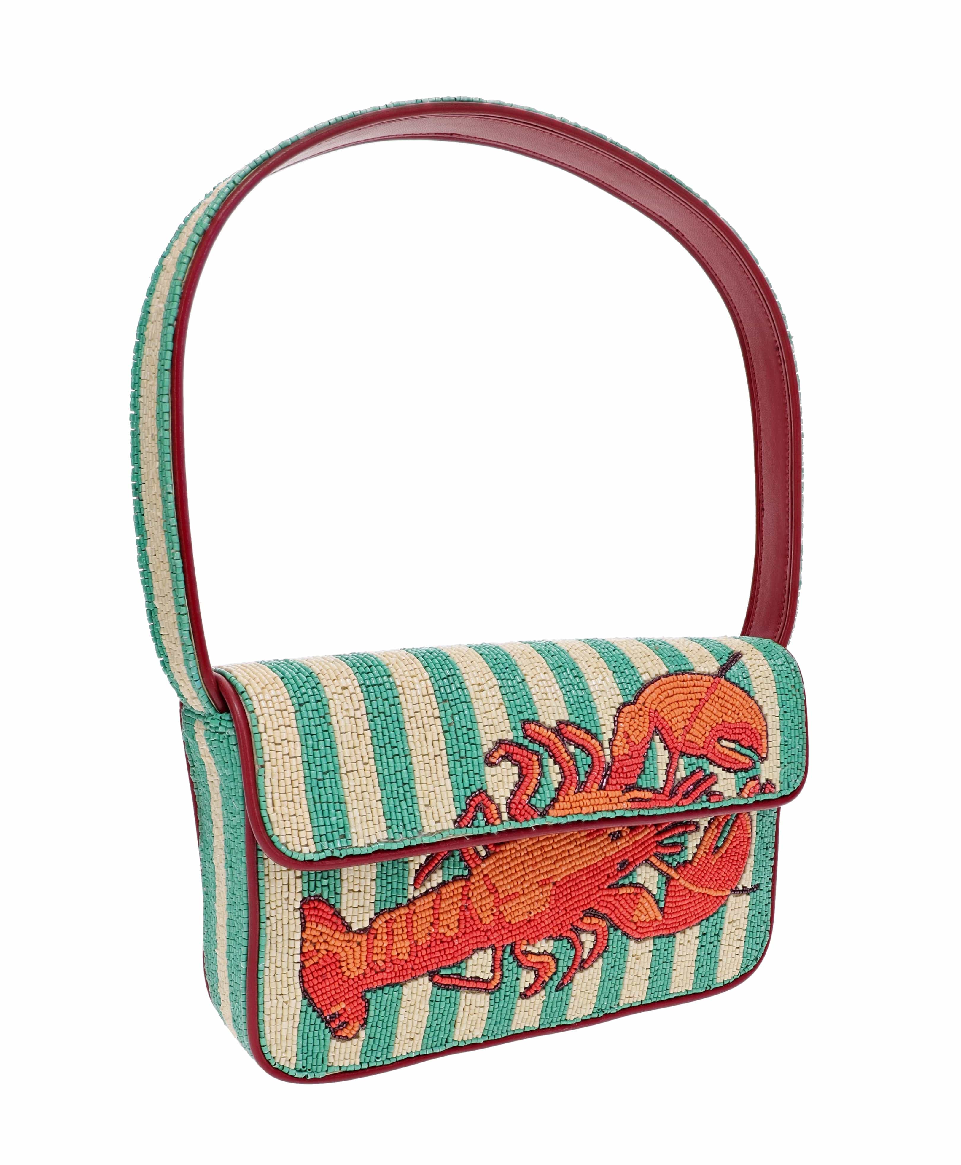 Staud Tommy Summer Lobster Beaded Shoulder Bag