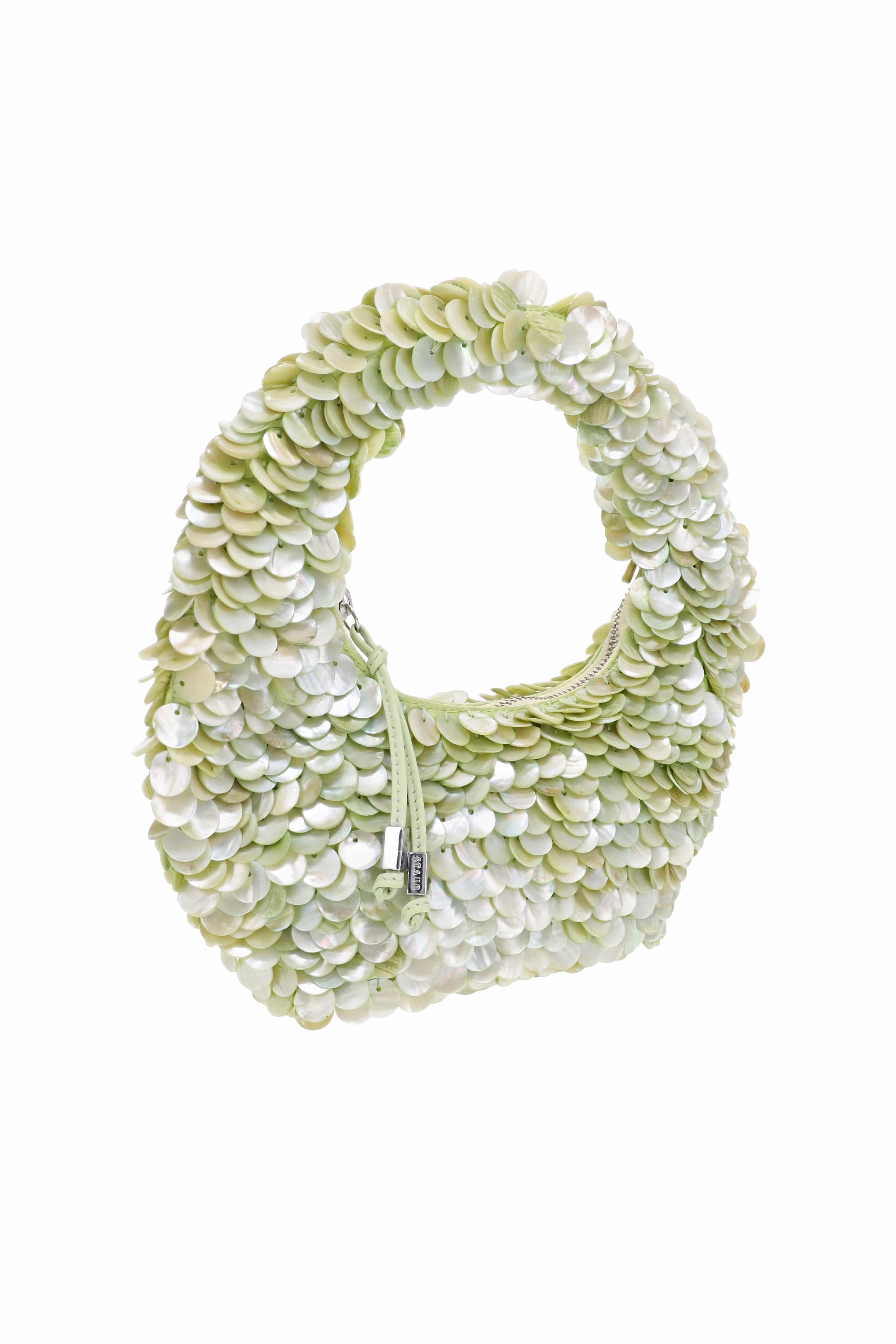 Staud Reef Matcha Pearl Shell Embellished Bag
