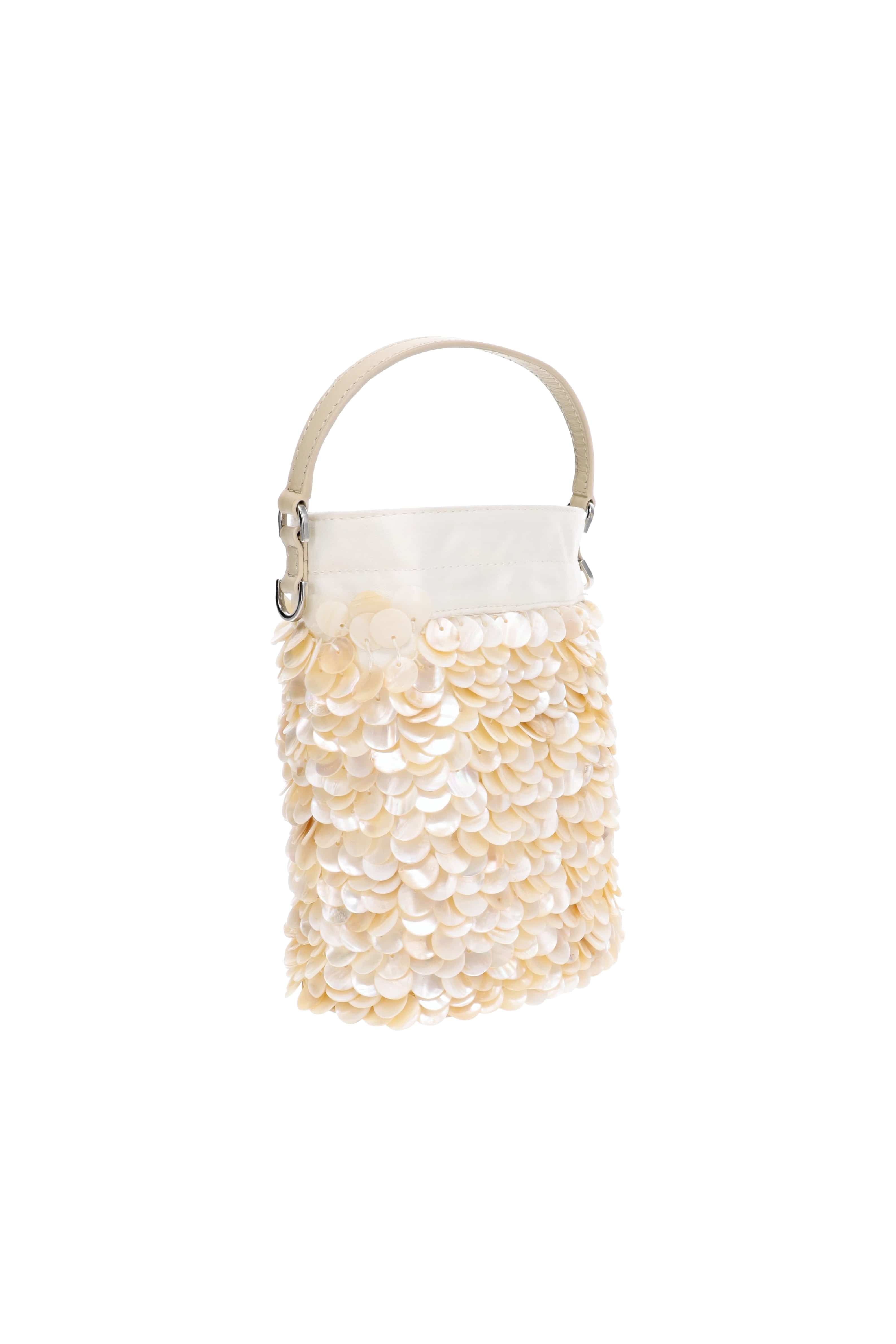 Staud Lila Cream Pearl Shell Embellished Mini Bag