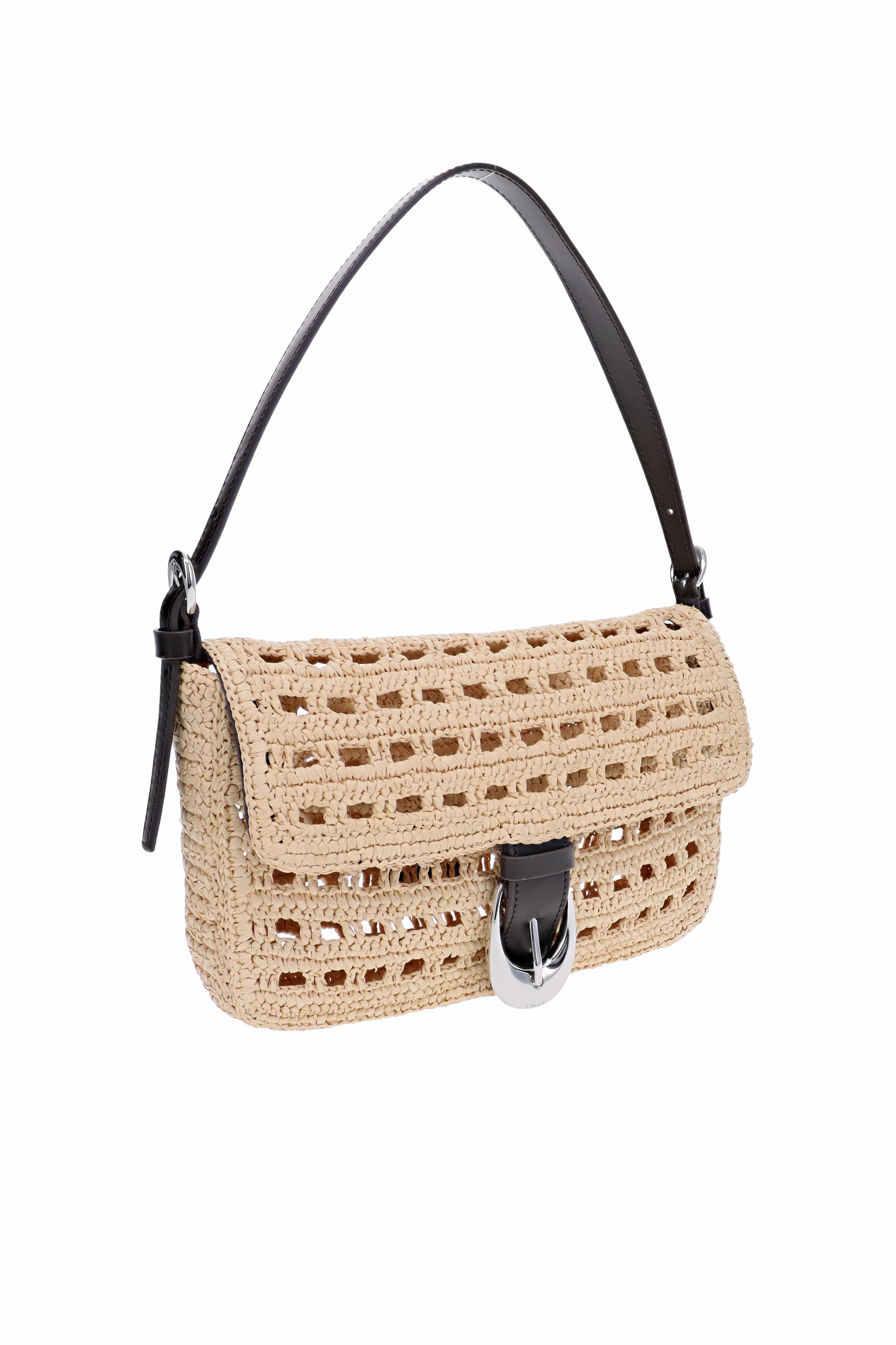 Staud Harlow Raffia Crochet Shoulder Bag