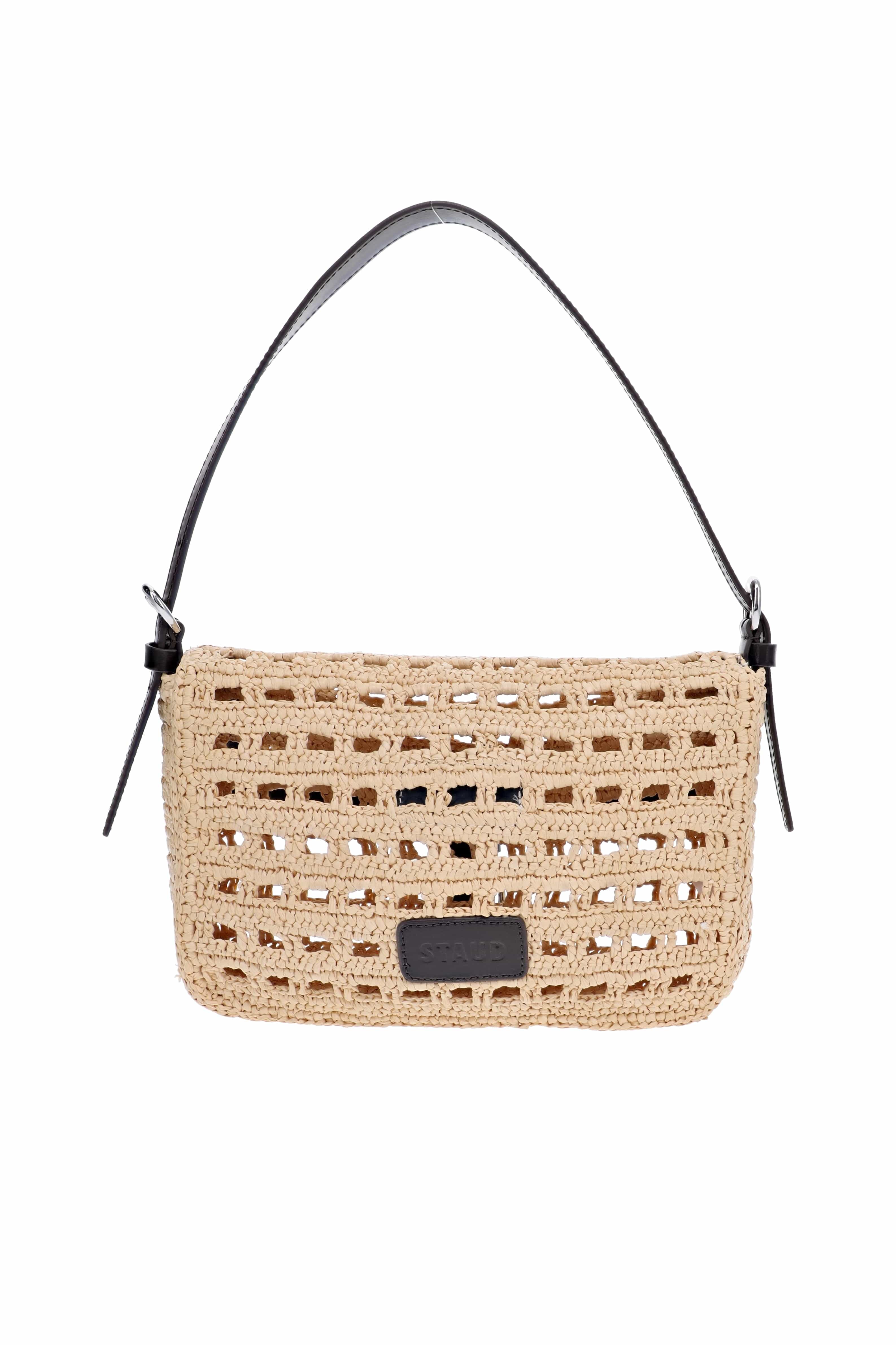 Staud Harlow Raffia Crochet Shoulder Bag
